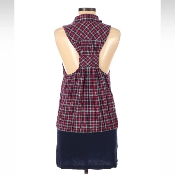 Free People We the Free Size Medium M Plaid Sleeveless Cotton Shirt Dress - Picture 2 of 6